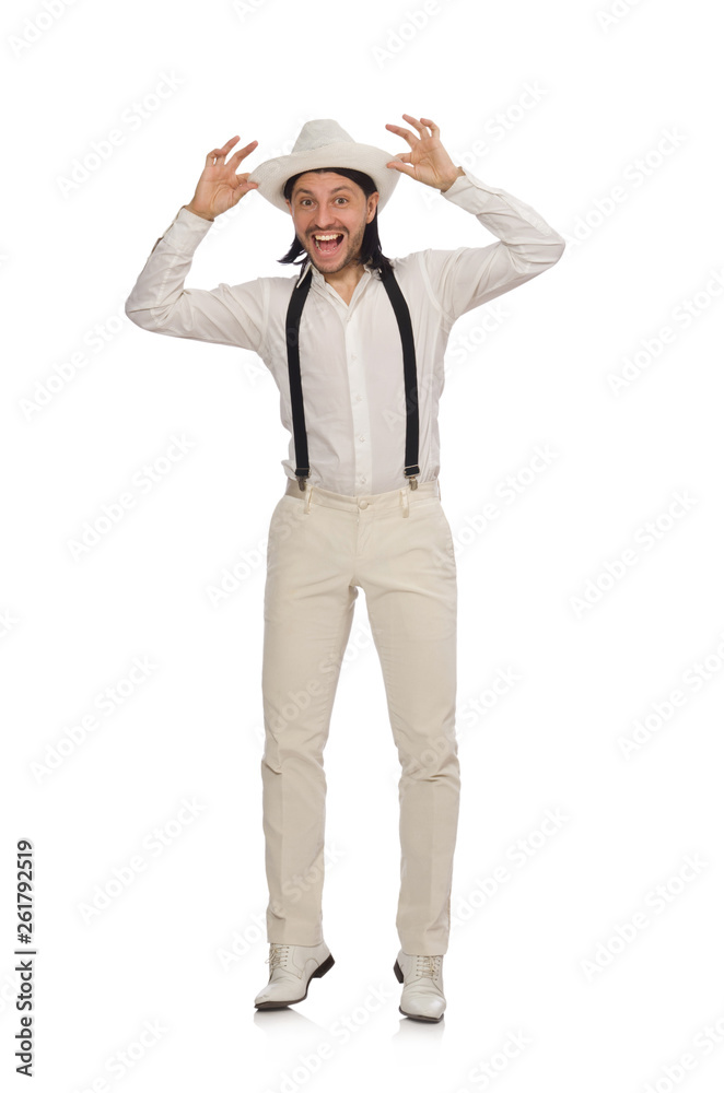 Man in funny concept isolated on white Man in funny concept isolated on white