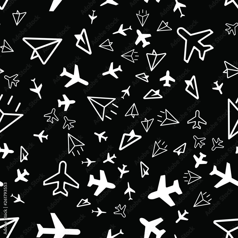 Travel concept with plane aircraft. Seamless vector EPS 10 pattern. Travel concept with plane aircraft. Seamless vector EPS 10 pattern.