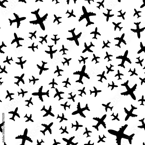 Travel concept with plane aircraft. Seamless vector EPS 10 pattern. 