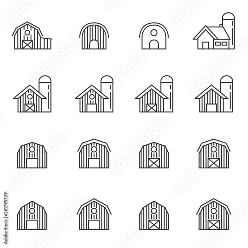 barn icon vector set