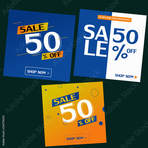 Set Of Modern Square Sale Banners