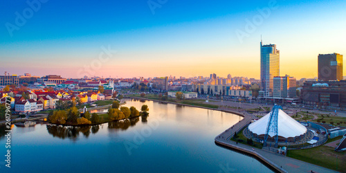 Aerial view of Nemiga, Minsk. Belarus photo