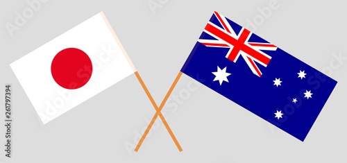 Australia and Japan. The Australian and Japanese flags. Official colors. Correct proportion. Vector