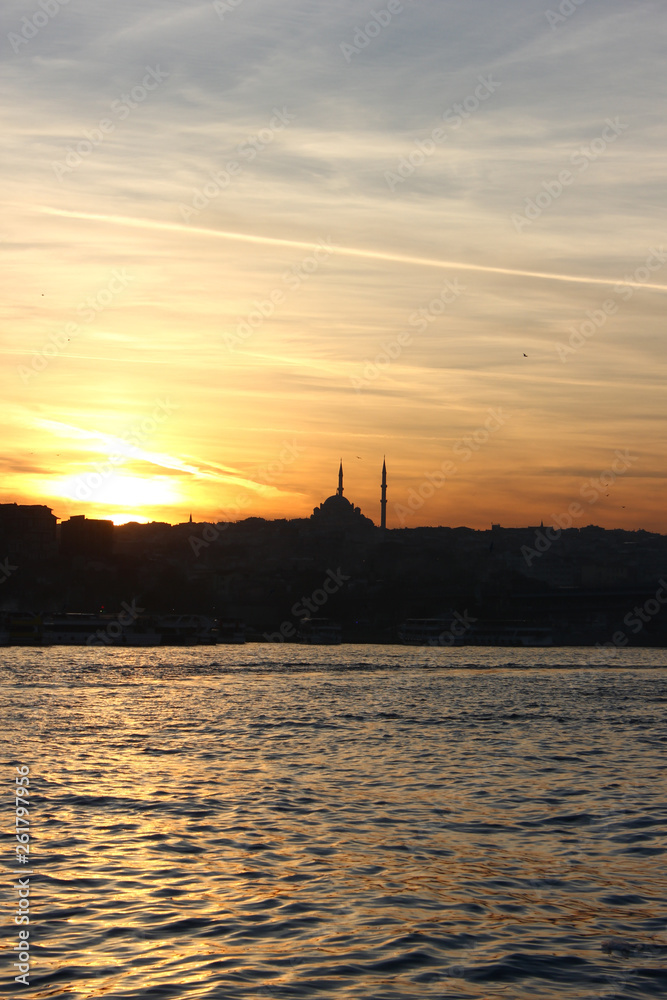 Sundown at the Bosporus in Istanbul