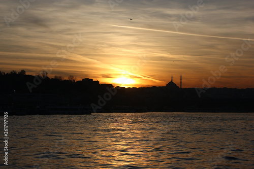 Sundown at the Bosporus in Istanbul