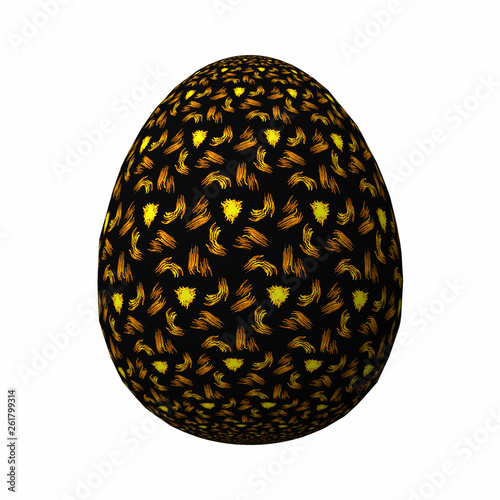 Artfully designed and colorful easter egg, ornate geometric and abstract colored pattern on white background