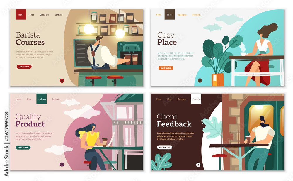 Coffee landing pages set