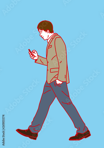 歩きスマホの男性