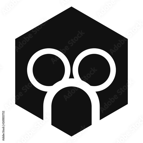 Hexagon with icon in shape of user. Black and white icon.