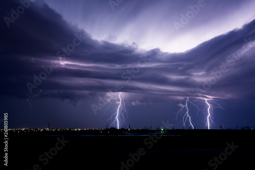 Thunderstorm lightning strikes in Texas