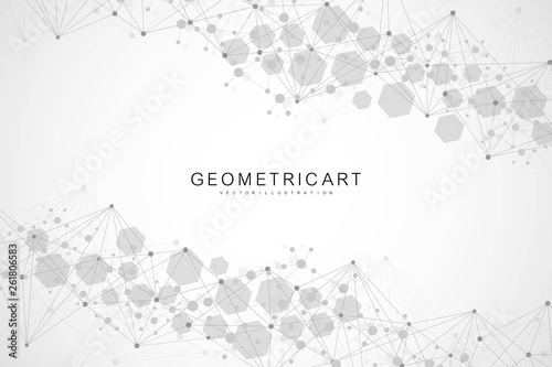 Modern futuristic background of the scientific hexagonal pattern. Virtual abstract background with particle, molecule structure for medical, technology, chemistry, science. Social network vector