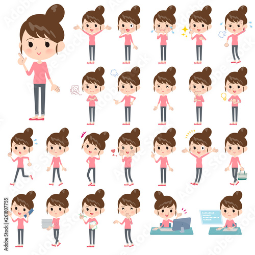 Bun hair mom Pants style_emotion