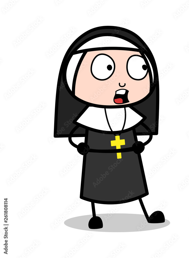 Talking - Cartoon Nun Lady Vector Illustration Talking - Cartoon Nun Lady Vector Illustration
