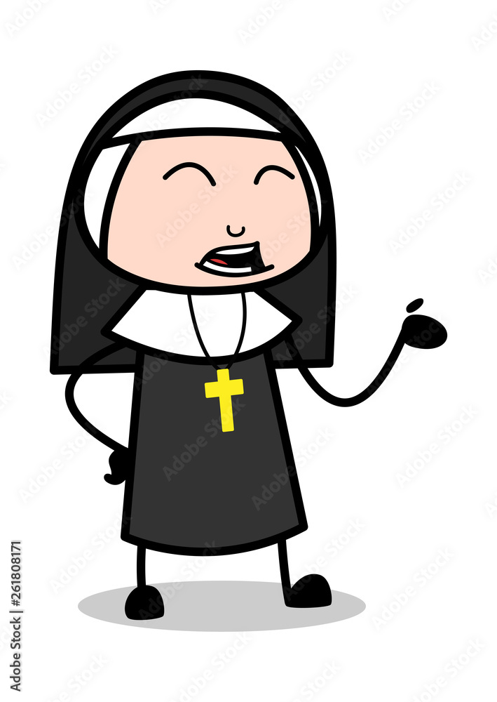 Ignorance - Cartoon Nun Lady Vector Illustration﻿