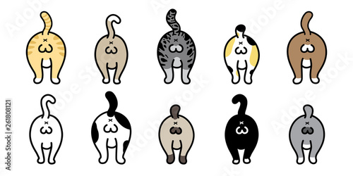 cat vector kitten icon breed butt logo calico bottom ass cartoon character illustration doodle