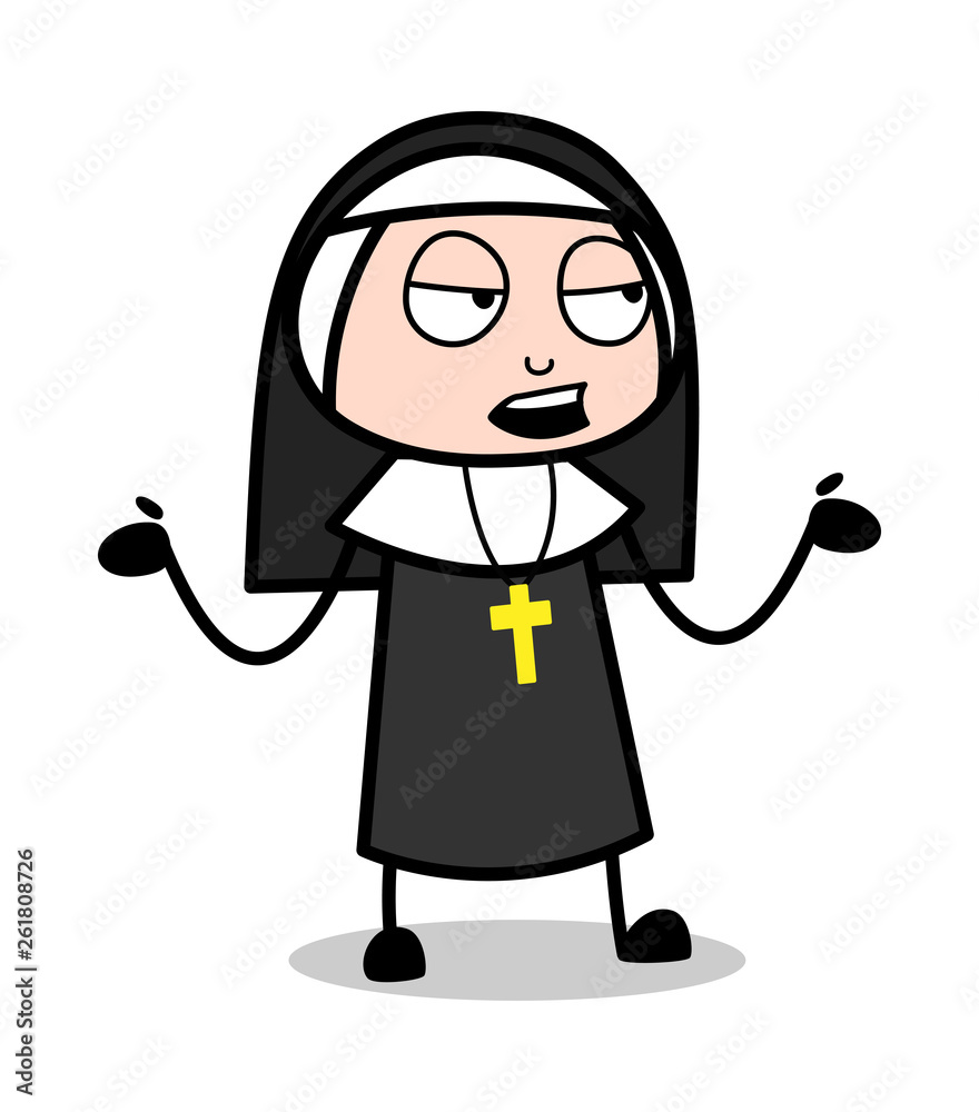 Unaware - Cartoon Nun Lady Vector Illustration Unaware - Cartoon Nun Lady Vector Illustration