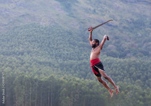 Kalaripayattu - Indian Marital art demonstration in Kerala, South India