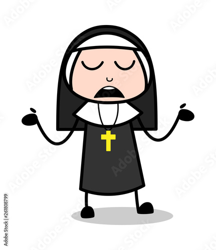 Unknown - Cartoon Nun Lady Vector Illustration﻿