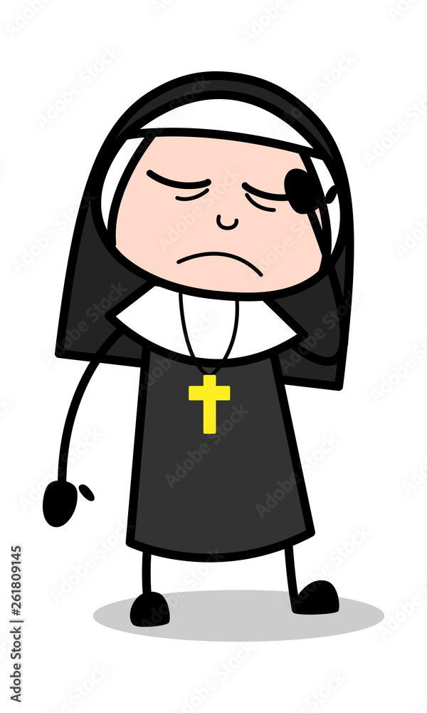 Distressed - Cartoon Nun Lady Vector Illustration Distressed - Cartoon Nun Lady Vector Illustration