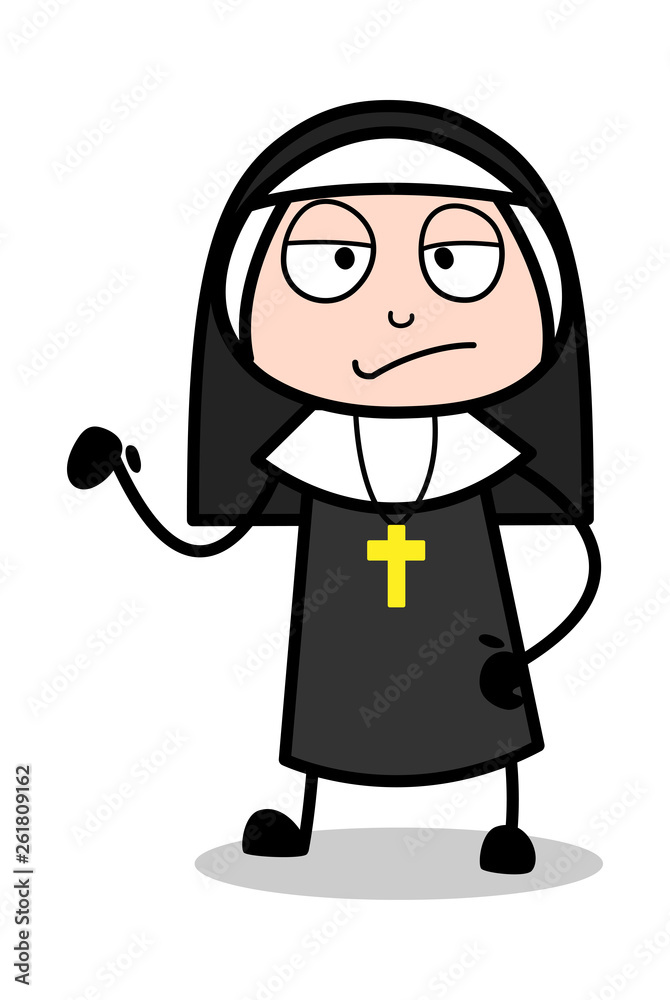 Neglect Cartoon Nun Lady Vector Illustration﻿ Stock Vector Adobe Stock 
