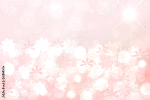 Abstract blurred vivid spring summer light delicate pastel pink bokeh background texture with bright soft color cherry blossoms. Space for your text. Beautiful backdrop illustration.