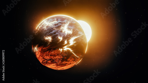 Fototapeta Naklejka Na Ścianę i Meble -  the ultimate destruction of the planet in a great cosmic catastrophe 3d illustration