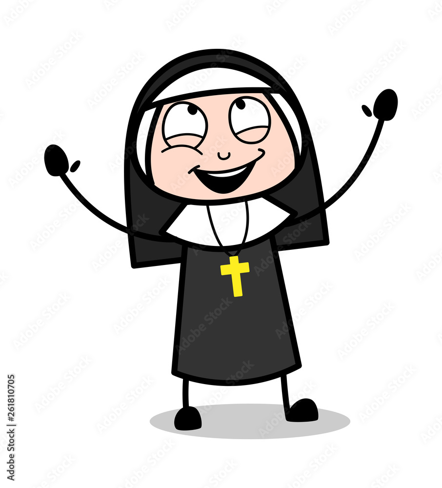 Thankful - Cartoon Nun Lady Vector Illustration Thankful - Cartoon Nun Lady Vector Illustration