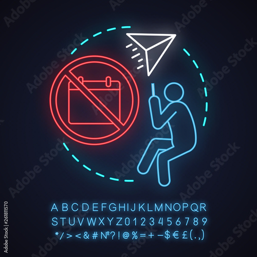 Laziness neon light concept icon