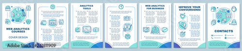 Web analytics and metrics courses brochure template layout