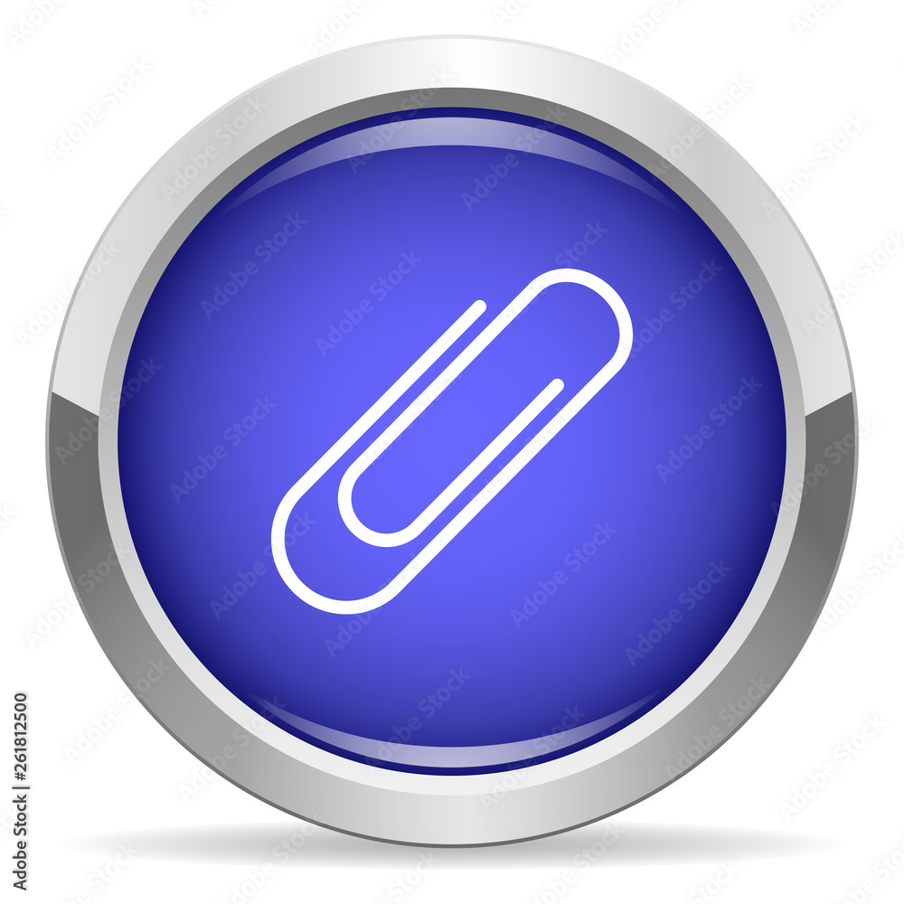 Paperclip icon. Round bright blue button. Paperclip icon. Round bright blue button.