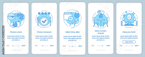 Restaurant onboarding mobile app page screen vector template