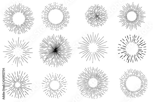 Set of Vintage hand drawn sunbursts
