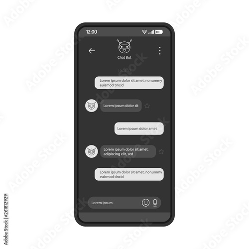 Chat bot messenger smartphone interface vector template