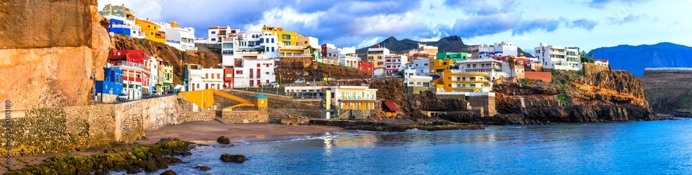 Travel in Grand Canary - scenic coastal town Puerto de Sardina in north. Canary islands