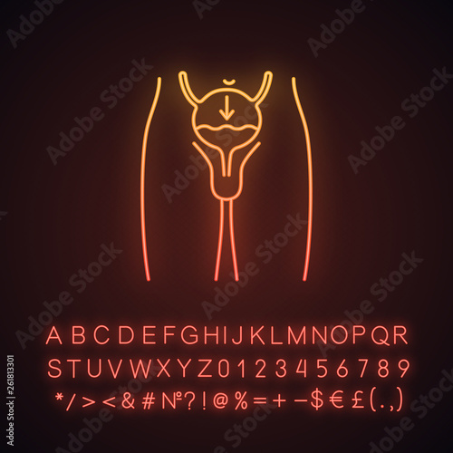 Urinary incontinence neon light icon