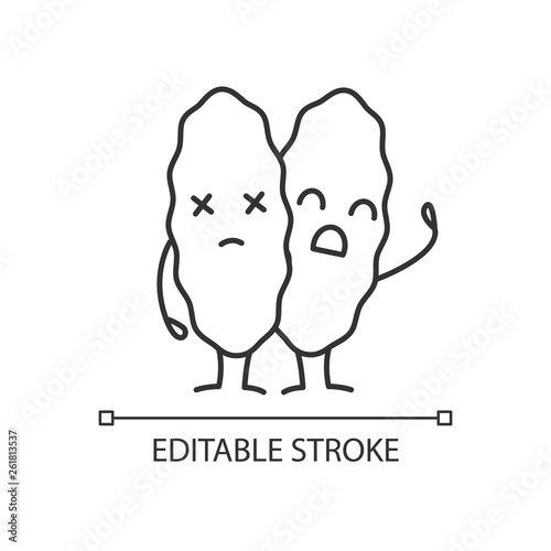 Sad thymus gland emoji linear icon