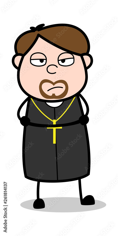 Disagree - Cartoon Priest Religious Vector Illustration Disagree - Cartoon Priest Religious Vector Illustration