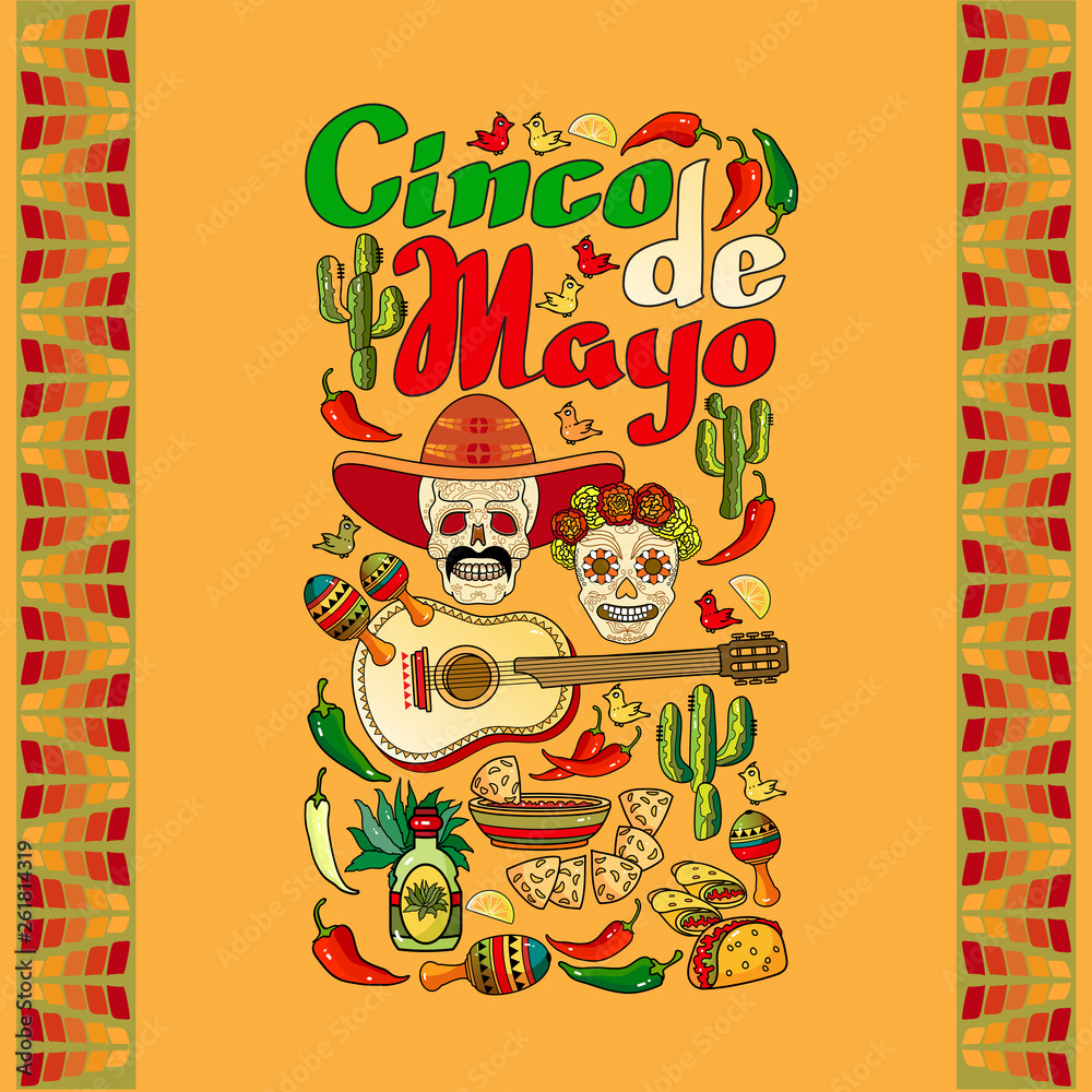 Vector illustration of Cinco de Mayo Day. Mexican holiday.