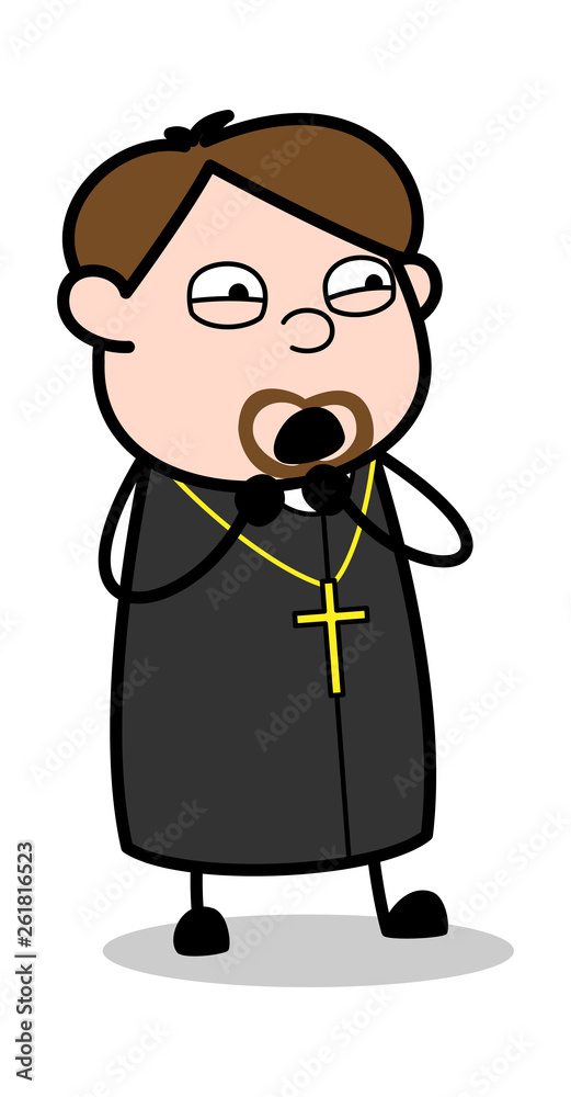 Kindness - Cartoon Priest Religious Vector Illustration