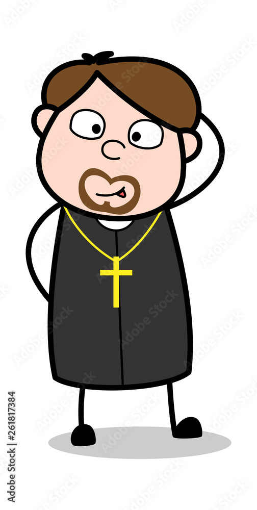 Frightened - Cartoon Priest Religious Vector Illustration Frightened - Cartoon Priest Religious Vector Illustration