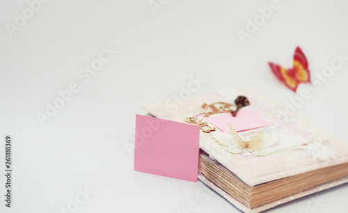 A diary for entries on a white table