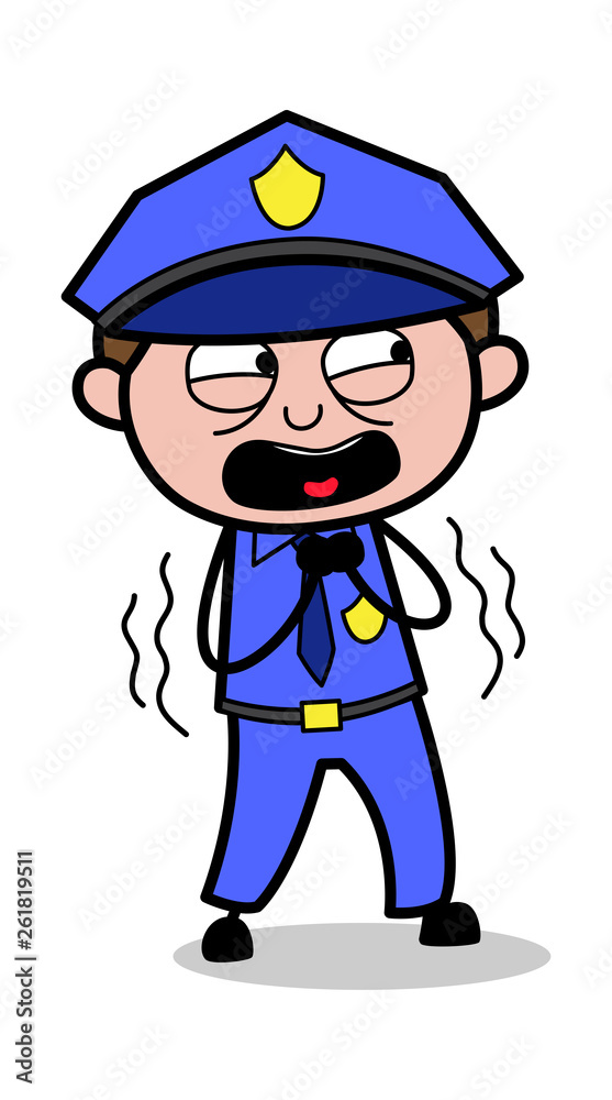 Fearful - Retro Cop Policeman Vector Illustration Fearful - Retro Cop Policeman Vector Illustration