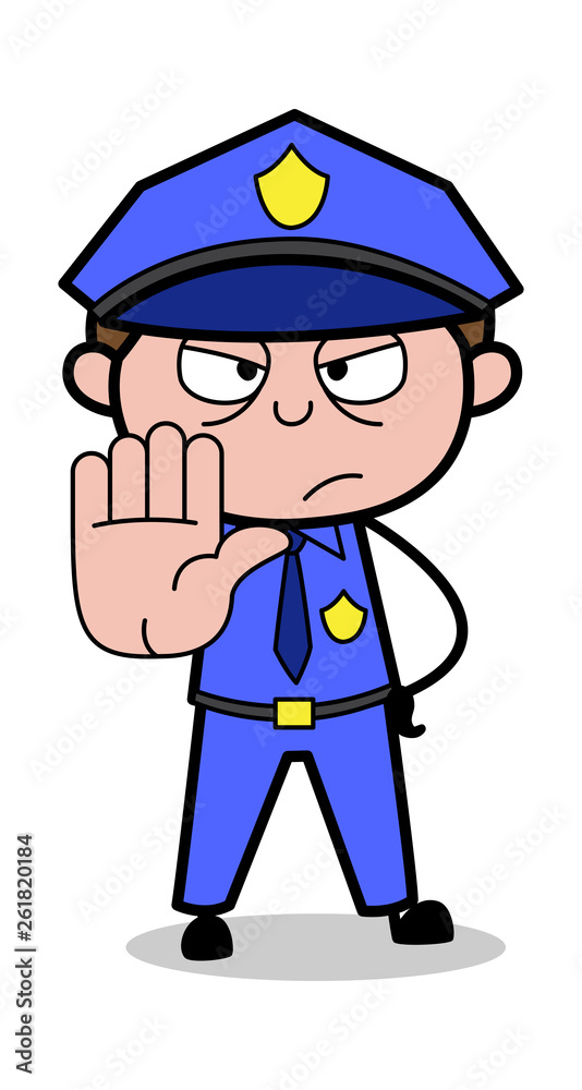 Stop Signal - Retro Cop Policeman Vector Illustration Stop Signal - Retro Cop Policeman Vector Illustration