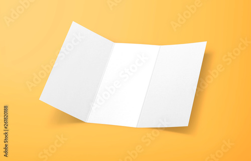 Tri-fold brochure mock-up. Blank brochure white template paper on background. Three fold paper brochure for your design.