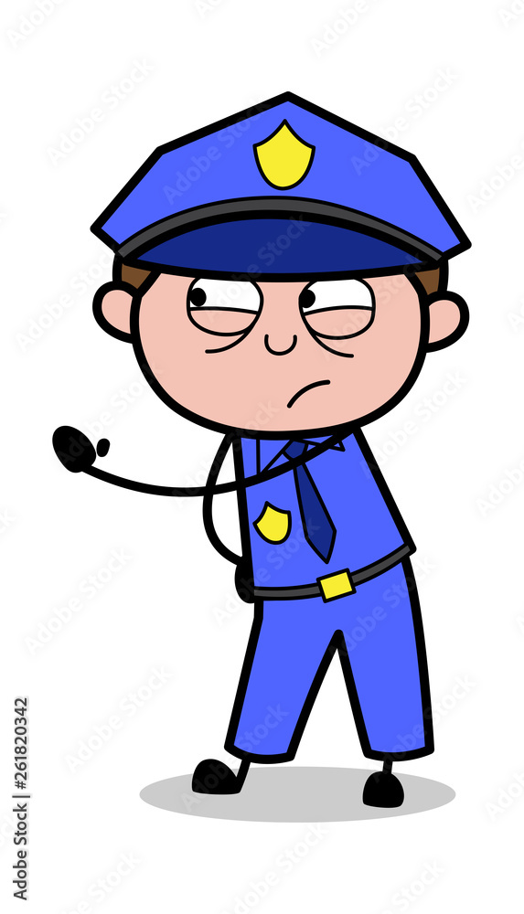 Showing Slap - Retro Cop Policeman Vector Illustration Showing Slap - Retro Cop Policeman Vector Illustration