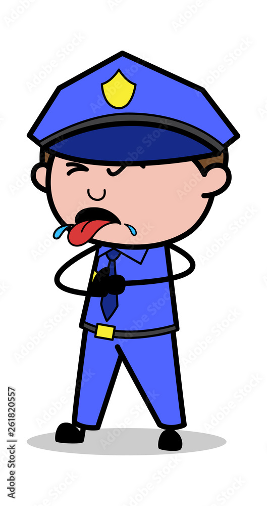 Disgust - Retro Cop Policeman Vector Illustration Disgust - Retro Cop Policeman Vector Illustration