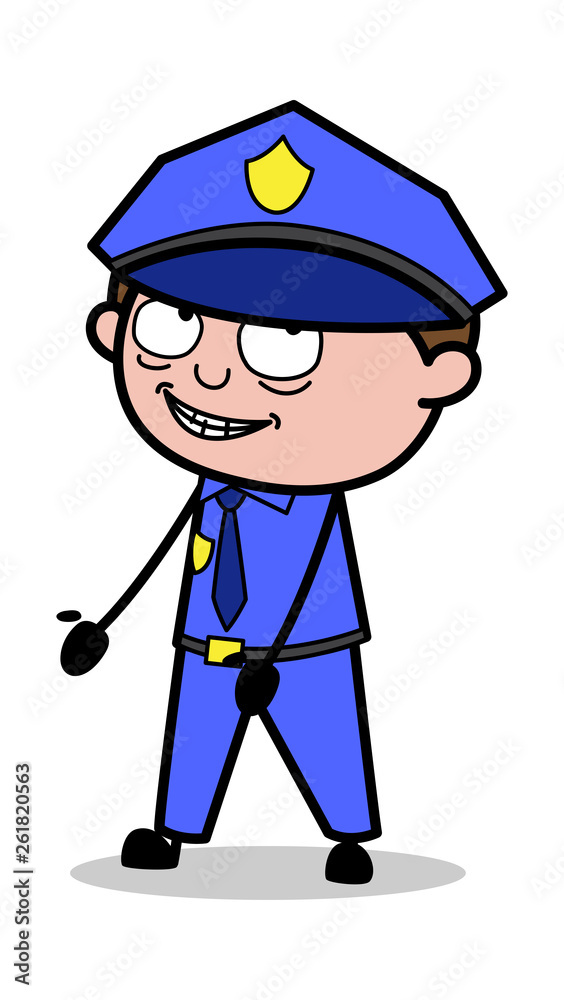 Slavery - Retro Cop Policeman Vector Illustration