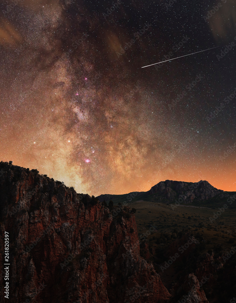 Beautiful red rocks and the close up milky way galaxy. Beautiful red rocks and the close up milky way galaxy.