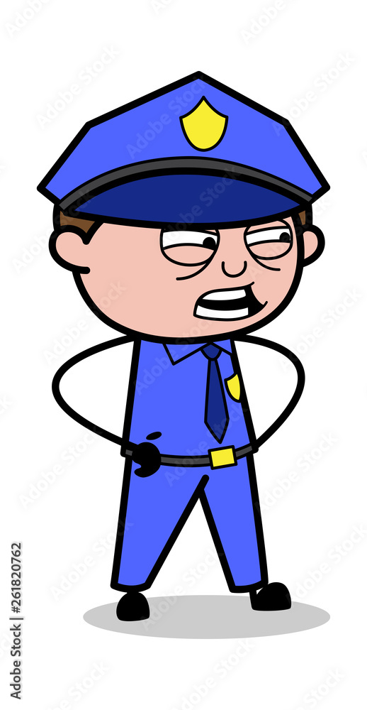 Irritating - Retro Cop Policeman Vector Illustration Irritating - Retro Cop Policeman Vector Illustration