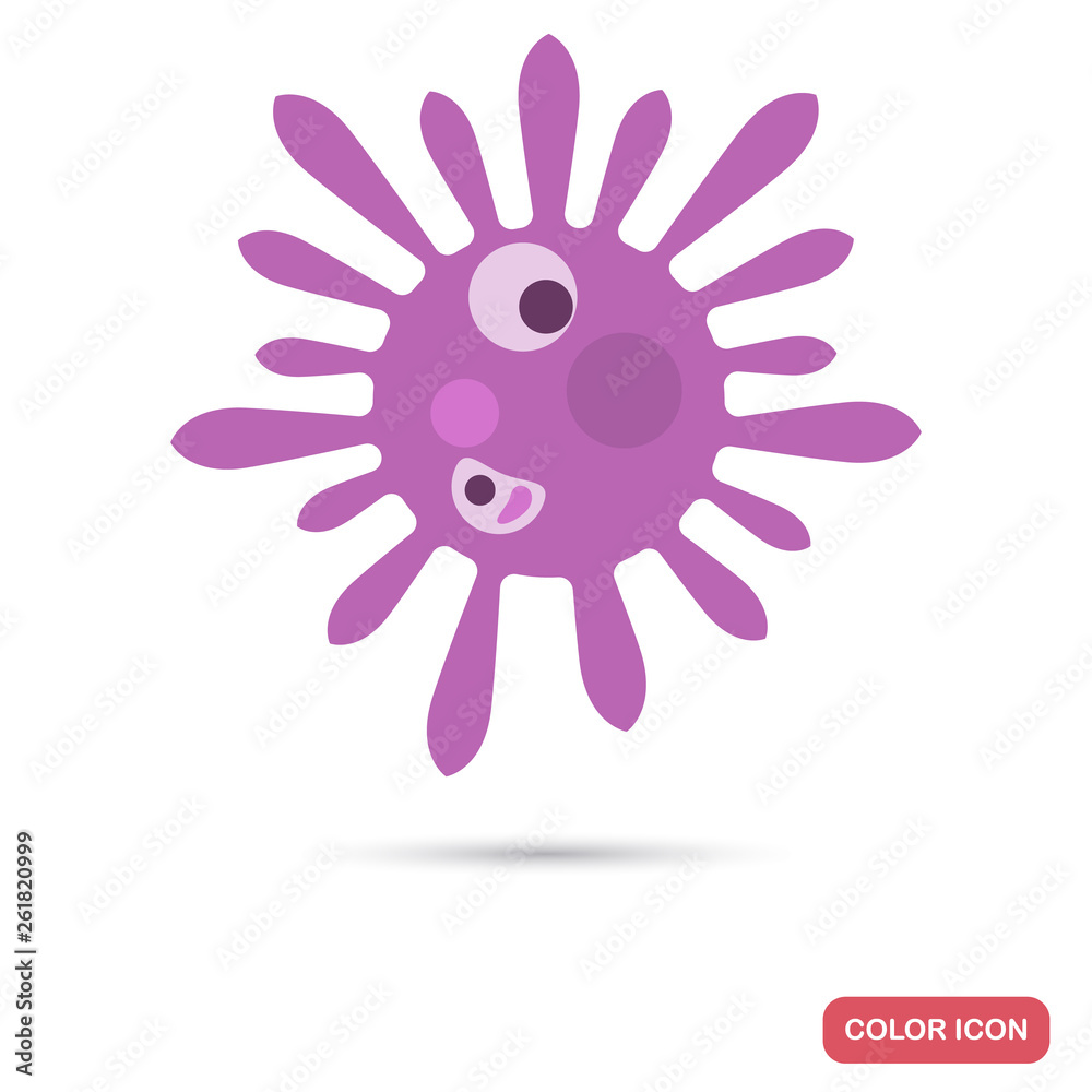 Virus cell under magnification flat color icon Virus cell under magnification flat color icon